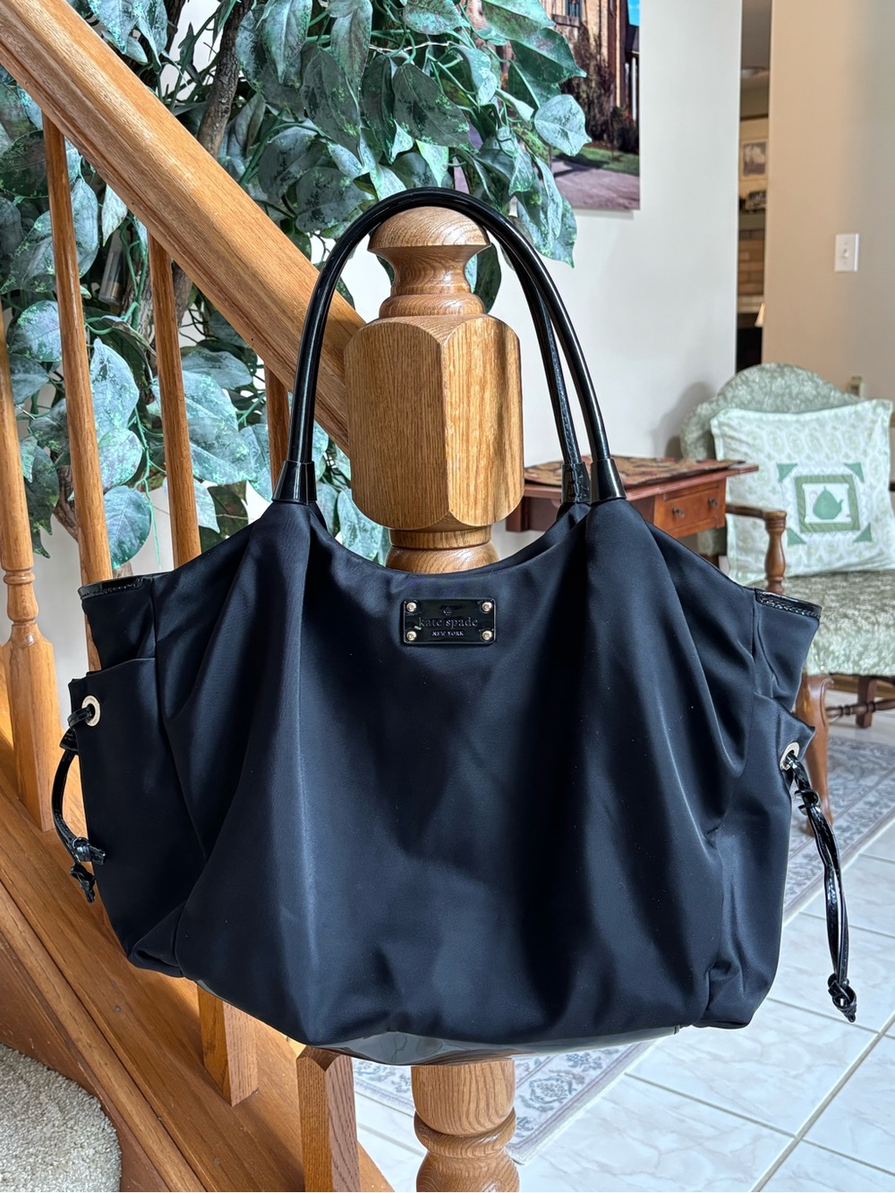 KATE SPADE $398 • WKRU1370 • 2015 Classic Stevie Black Women's Tote Bag Green